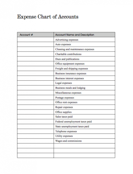 expense chart template