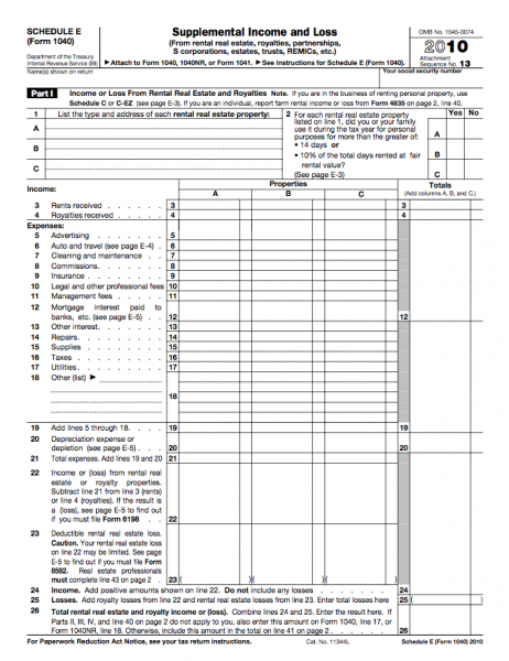 form 1040 e supplemental income and loss business forms form 1040e