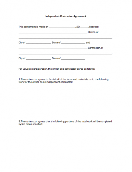 free contractor agreement template