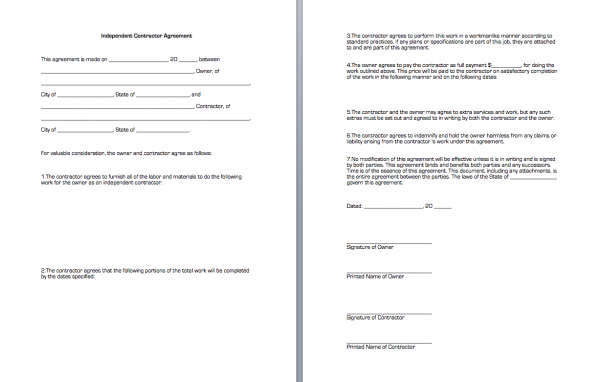 independent contractor agreement template contractor agreement free printable documents independent contractor agreement template contractor agreement free printable documents