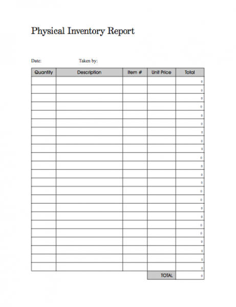 physical inventory forms