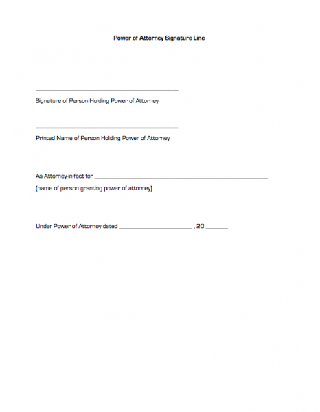 Power of Attorney Signature Line | Business Forms