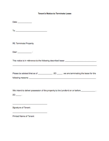 lease termination notice to tenant