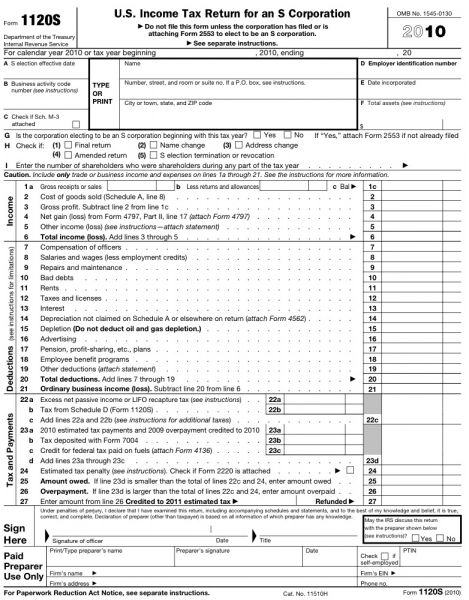 Form 1120-S - U.S. Income Tax Return for an S Corporation | Business Forms